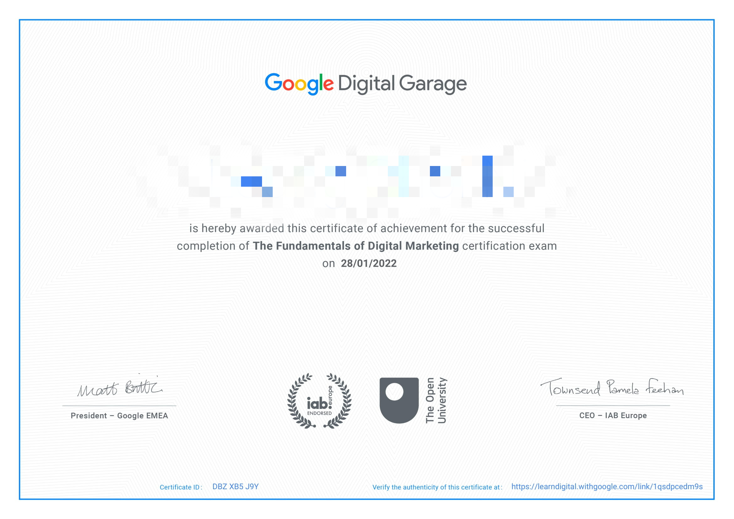 Google The dundamentals of Digital Marketing